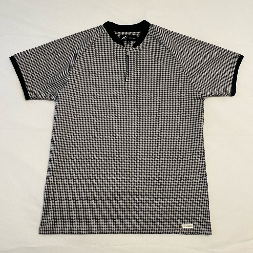 Mauvais Grey Check Zip T-Shirt